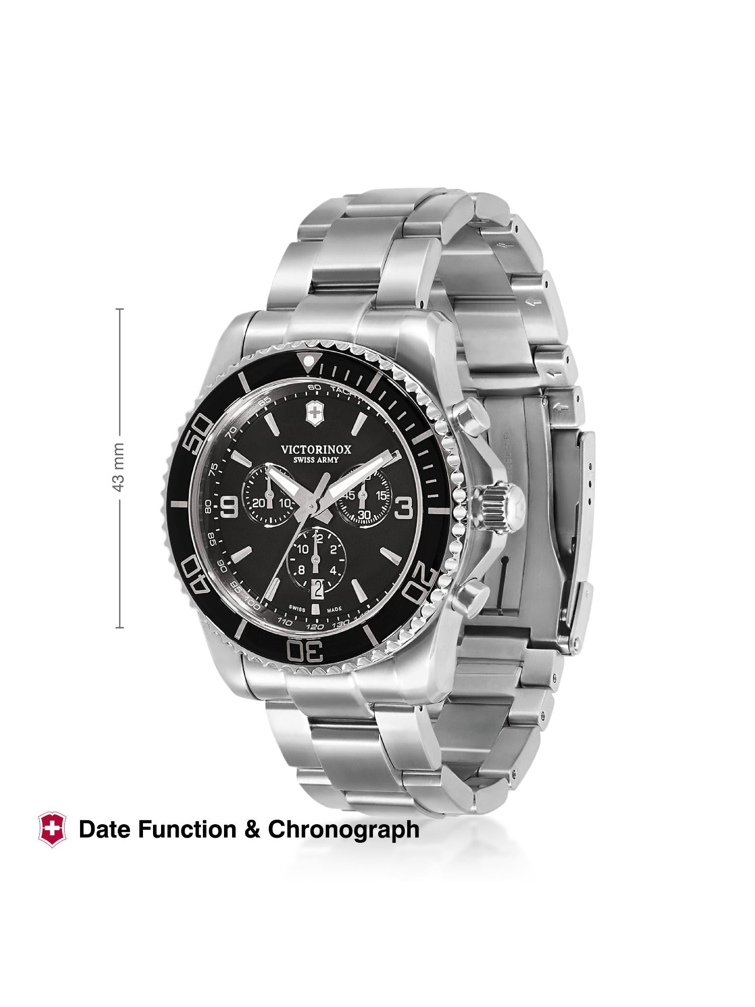 Victorinox Men 43 mm Size Black Dial Maverick Chronograph Watch 241695