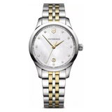 Two-tone Victorinox watch on a white background