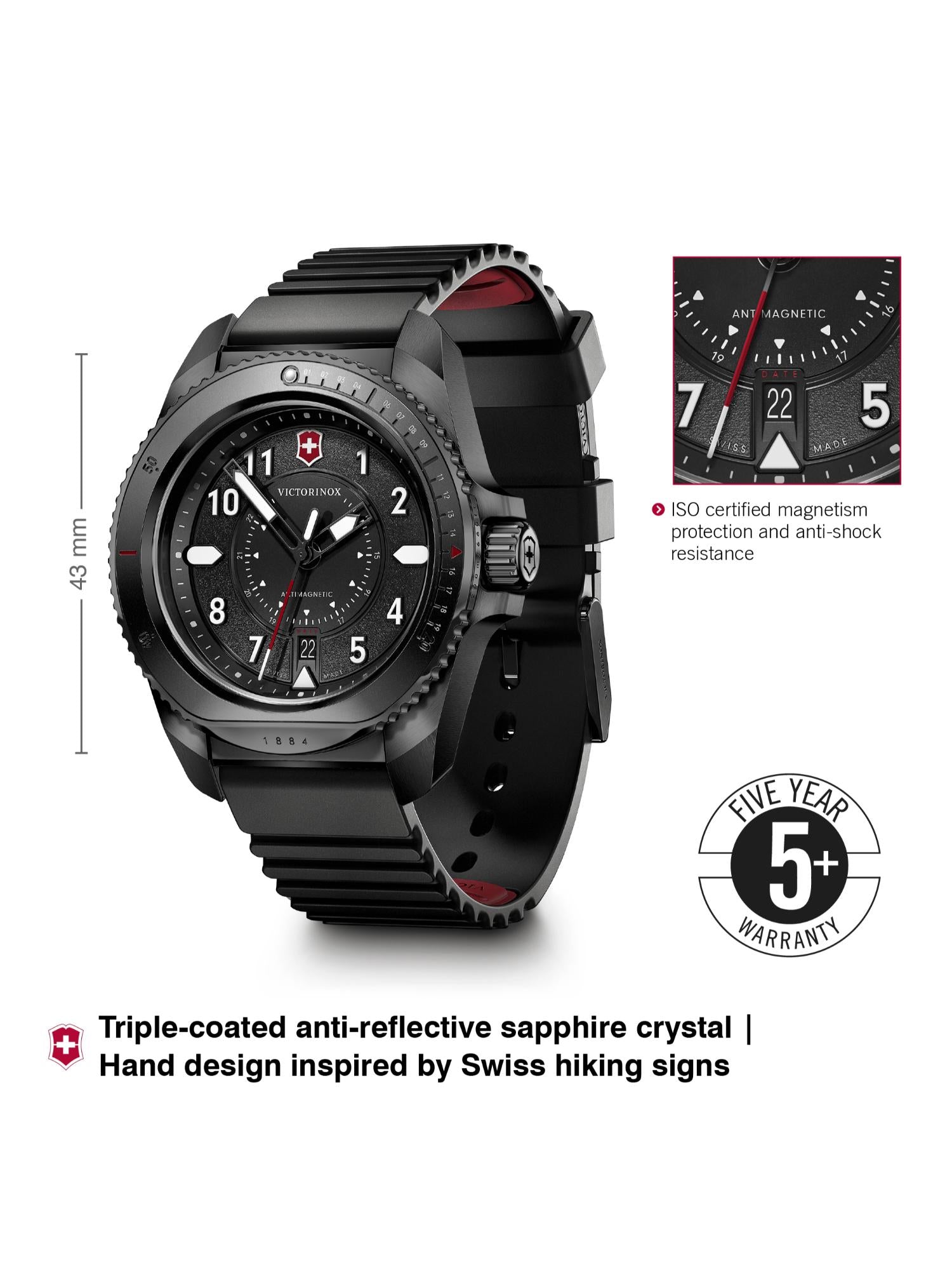 Victorinox Men 43 mm Size Black Dial Journey 1884 Watch 241982
