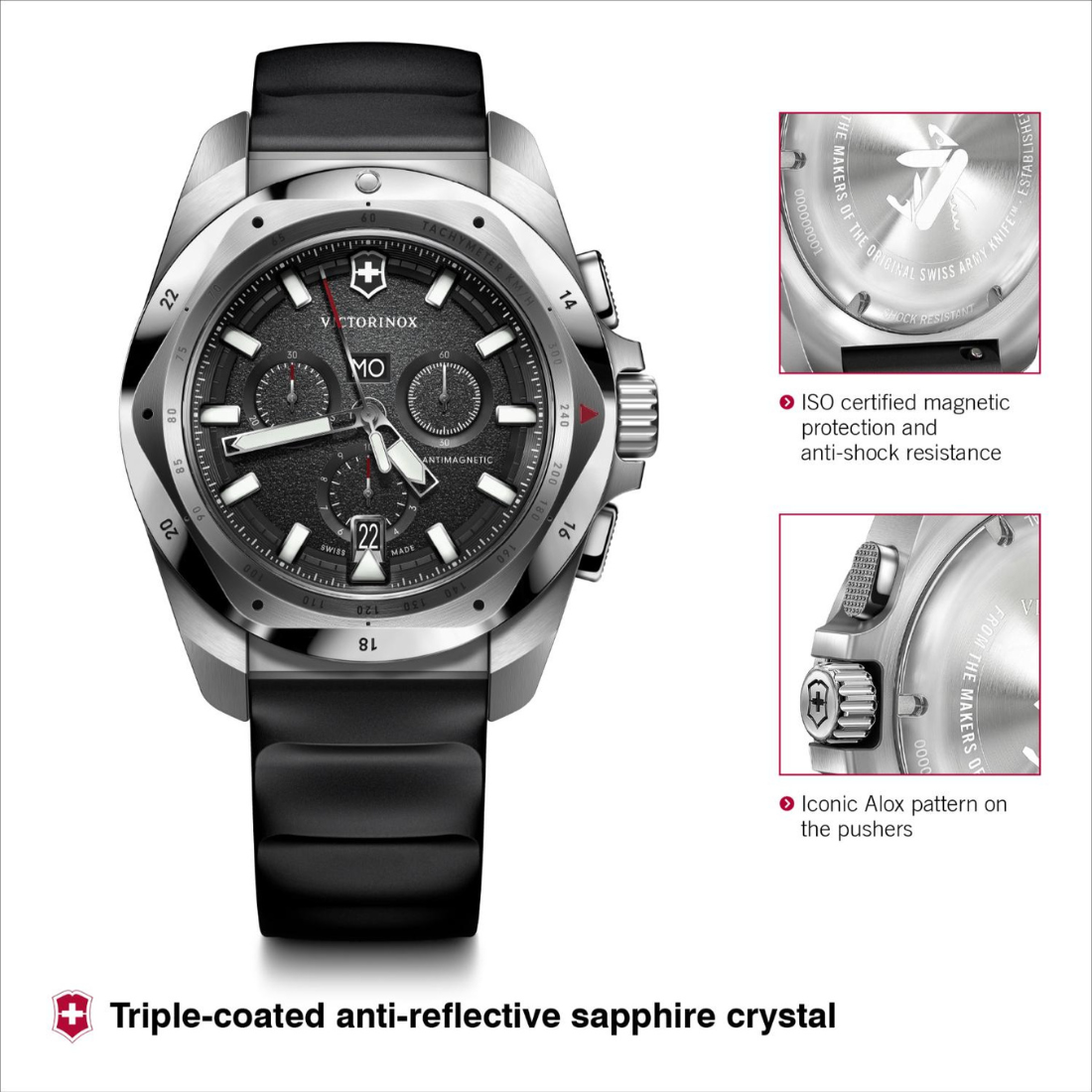 Victorinox Men 43 mm Size Black Dial I.N.O.X. Chrono Watch 241983
