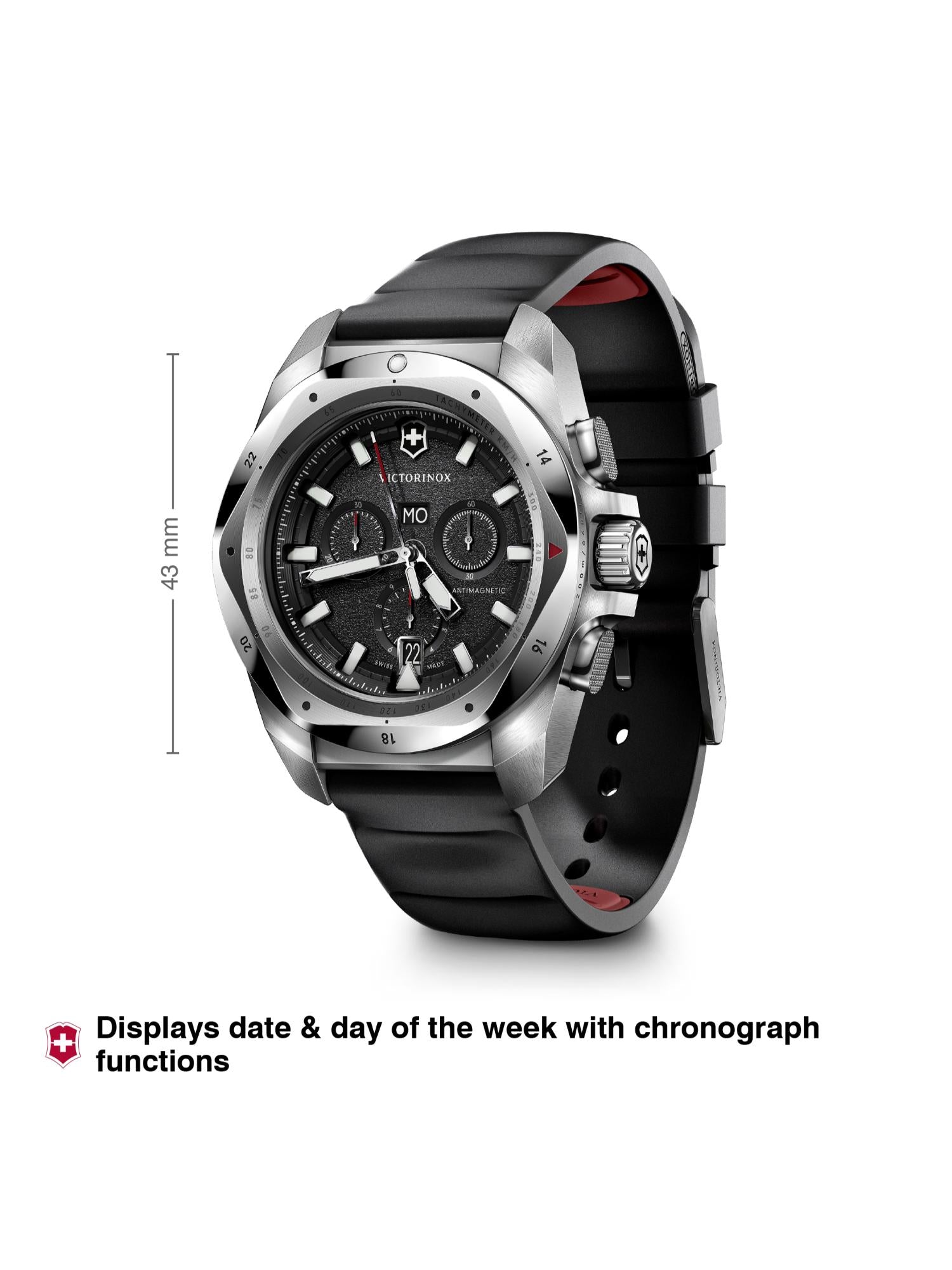 Victorinox Men 43 mm Size Black Dial I.N.O.X. Chrono Watch 241983