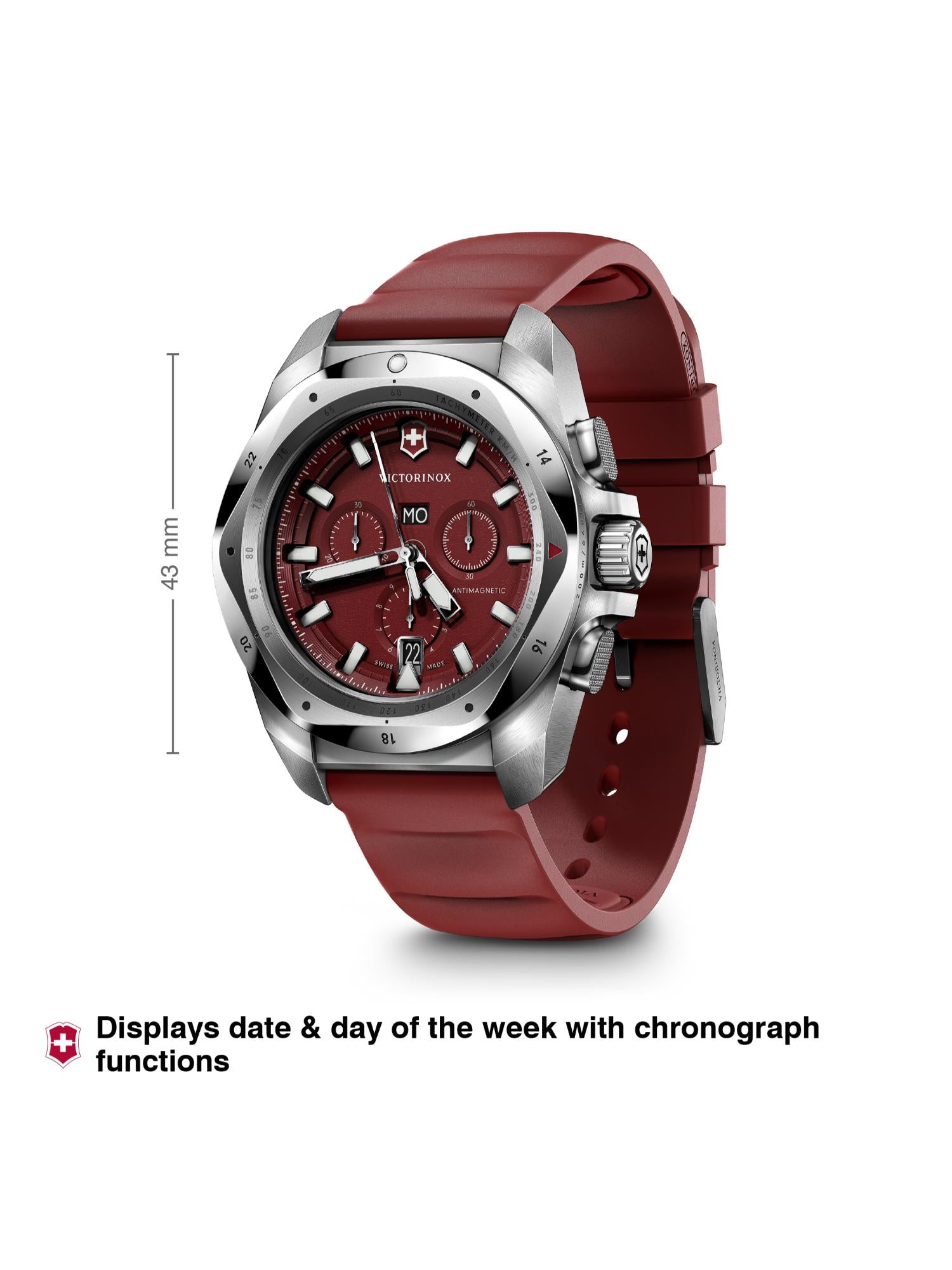Victorinox Men 43 mm Size Red Dial I.N.O.X. Chrono Watch - 241986