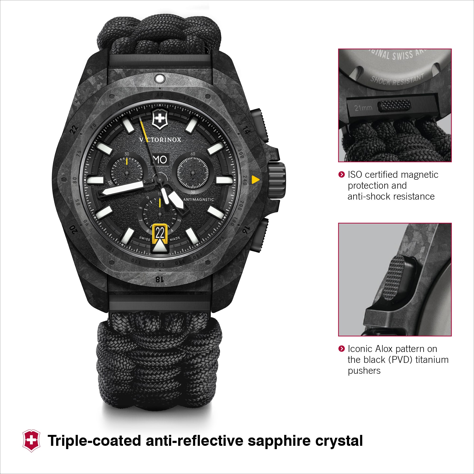 Victorinox I.N.O.X. Chrono Black Dial 43 mm Men Quartz Watch 241989.1