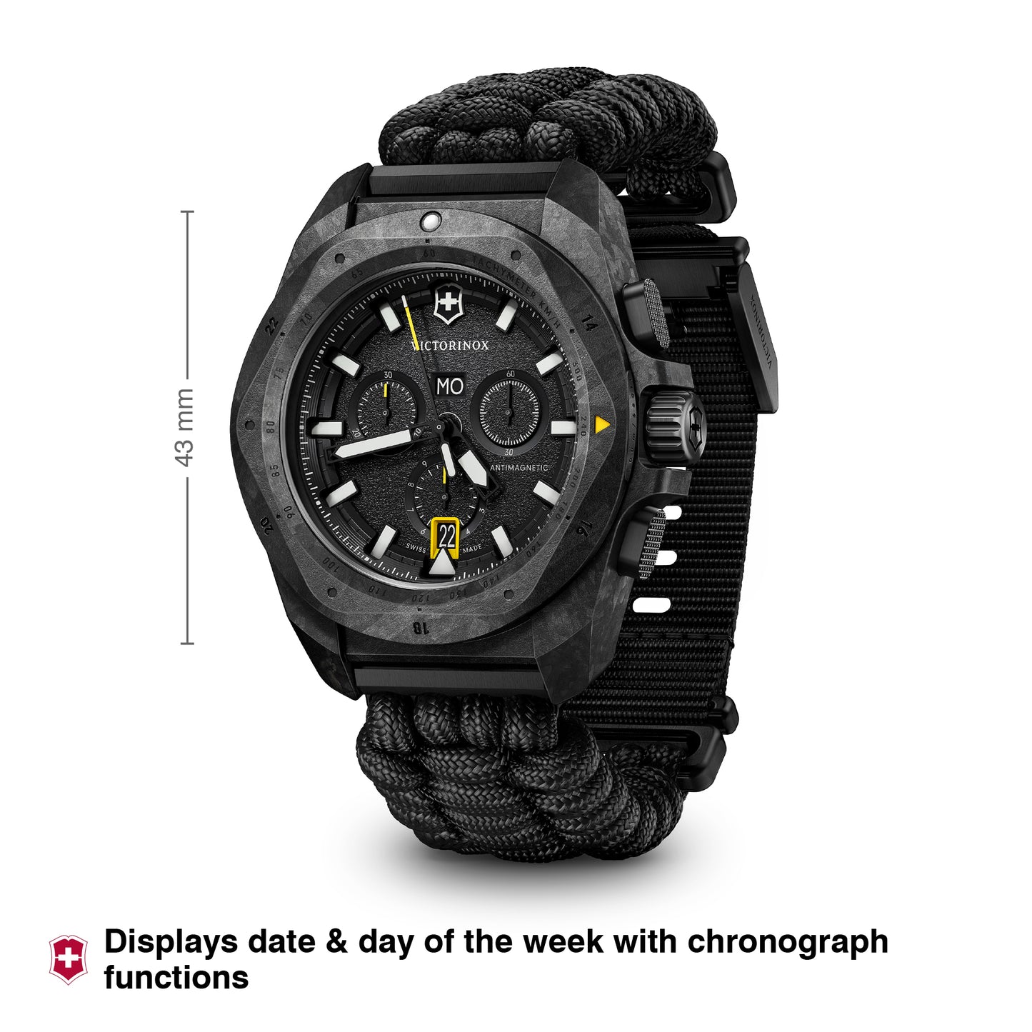Victorinox I.N.O.X. Chrono Black Dial 43 mm Men Quartz Watch 241989.1