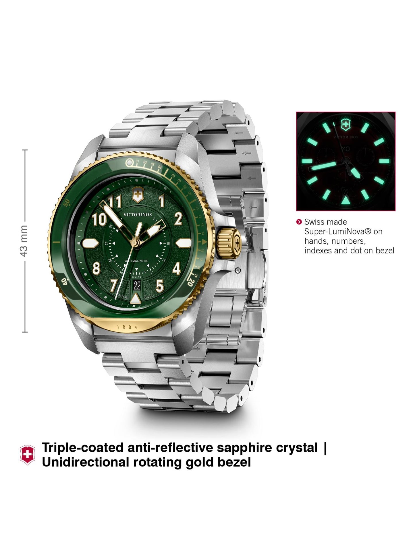 Victorinox Men 43 mm Size Green Dial Journey 1884 Watch - V242012