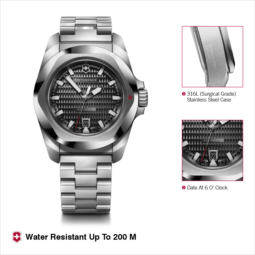 Victorinox I.N.O.X. Automatic Black Dial 41 mm Unisex Watch- 242019