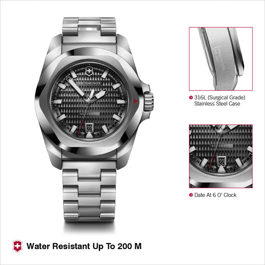 Victorinox I.N.O.X. Automatic Black Dial 41 mm Unisex Watch- 242019