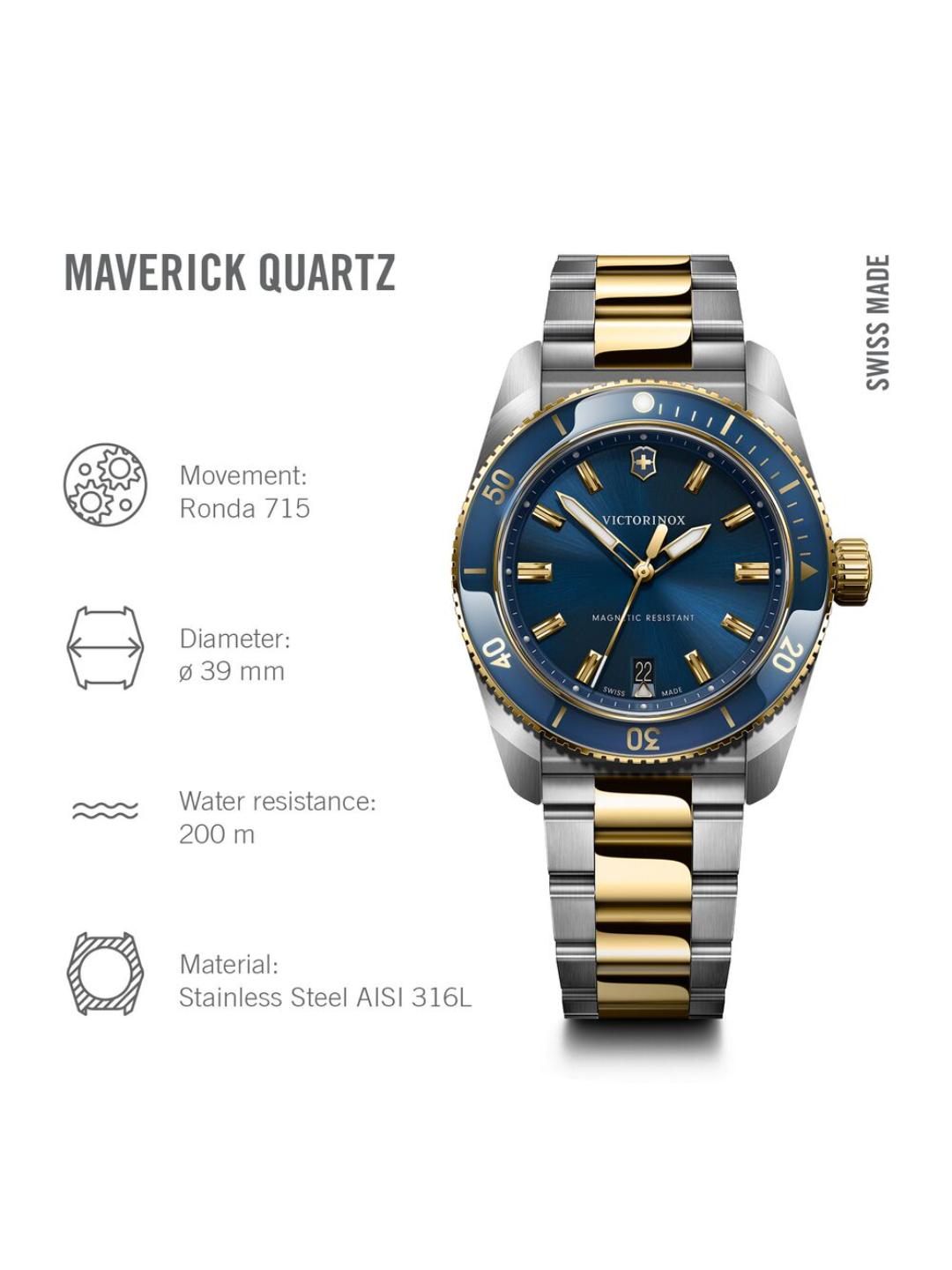 Victorinox Maverick Swiss Made Men Blue Dial 39 mm Analog Watch 242100