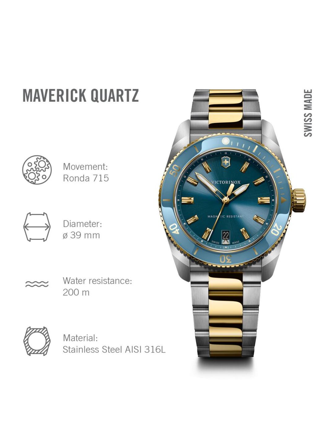 Victorinox Maverick Swiss Made Men Ice Blue Dial 39 mm Analog Watch 242103