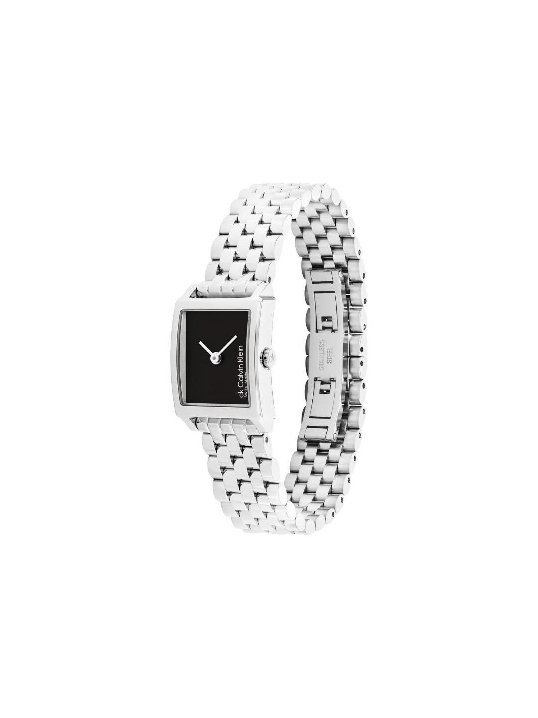 Calvin Klein Women 18.5 mm Swiss Quartz Analog Black Dial Stainless Steel Strap Watch 25000001