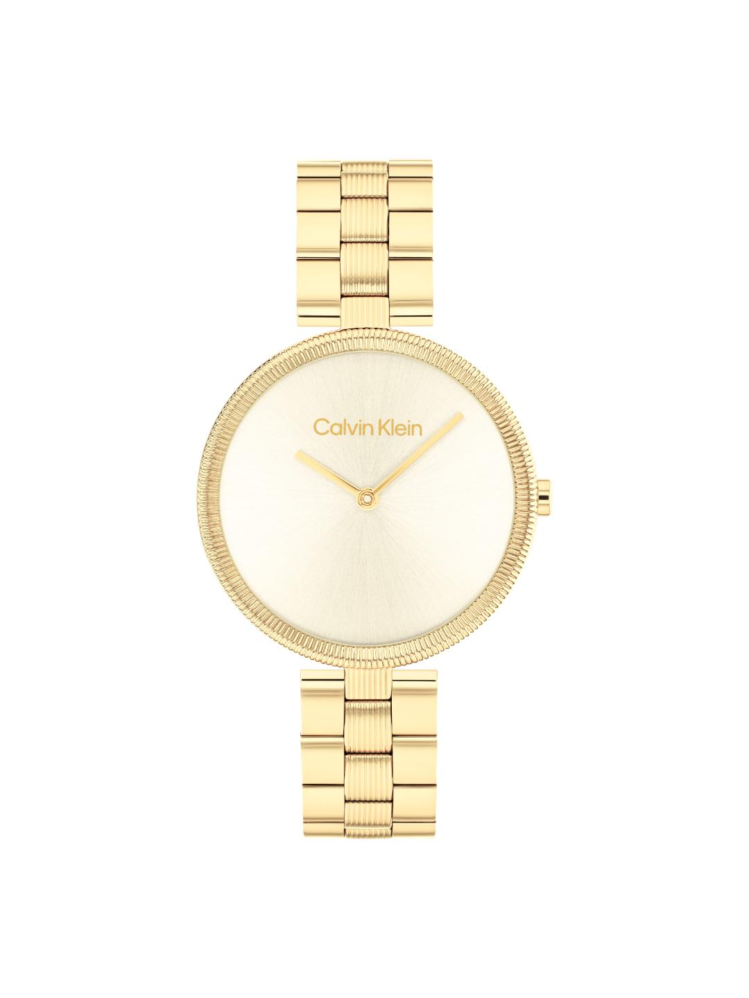 Calvin Klein Gleam Qtz Basic Slim Light Champagne Round Dial Women's Watch 25100014