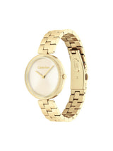 Calvin Klein Gleam Qtz Basic Slim Light Champagne Round Dial Women's Watch 25100014