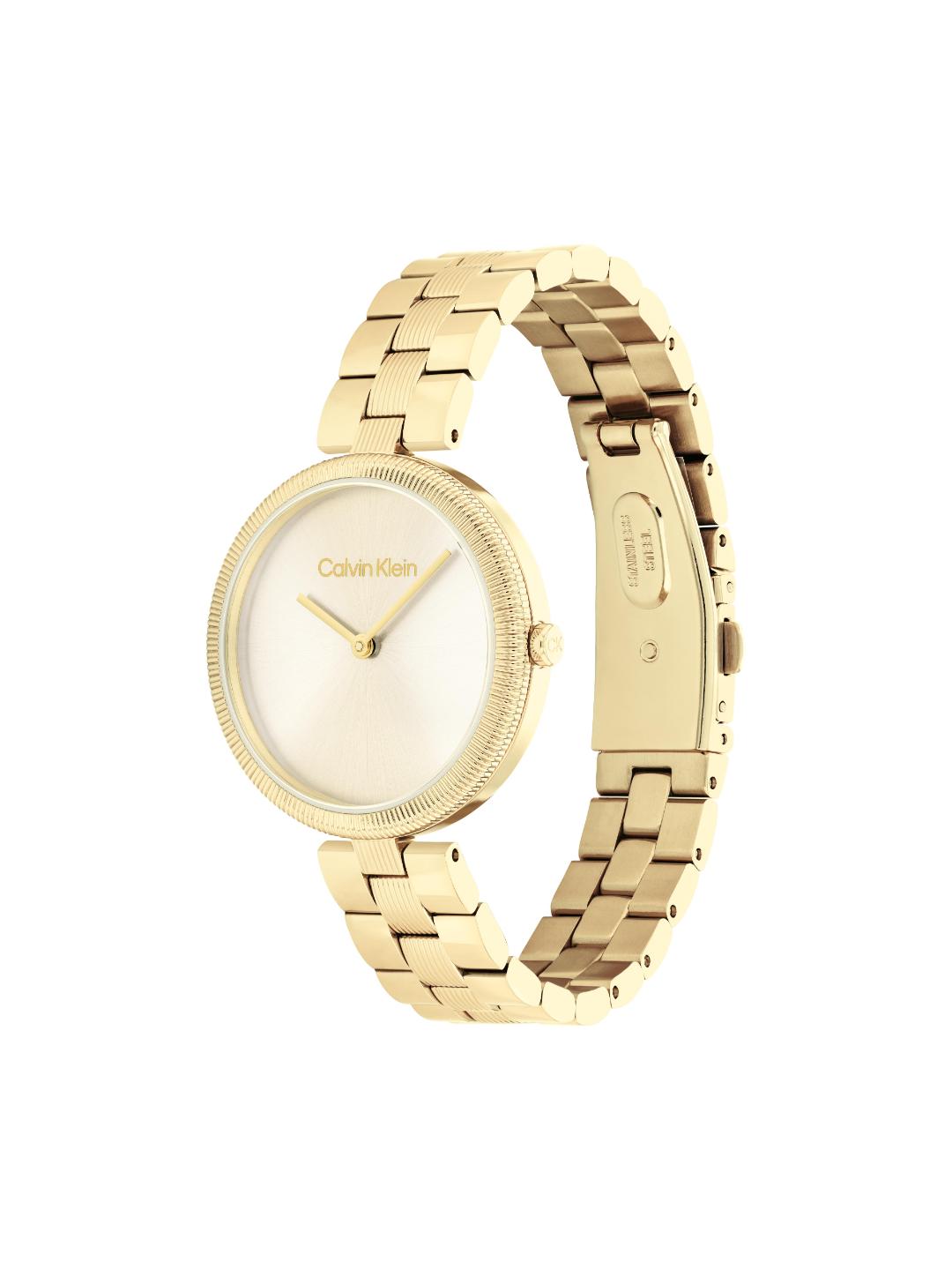 Calvin Klein Gleam Qtz Basic Slim Light Champagne Round Dial Women's Watch 25100014