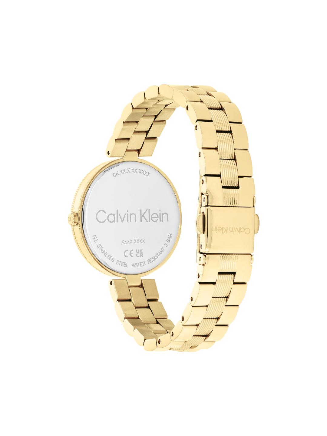 Calvin Klein Gleam Qtz Basic Slim Light Champagne Round Dial Women's Watch 25100014