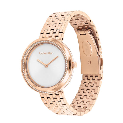 Calvin Klein TWISTED BEZEL 34 mm Silver Dial Women Watch-  25100038