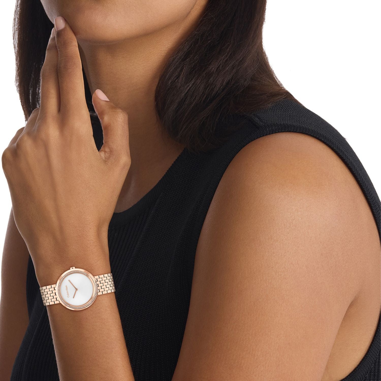 Calvin Klein TWISTED BEZEL 34 mm Silver Dial Women Watch 25100038