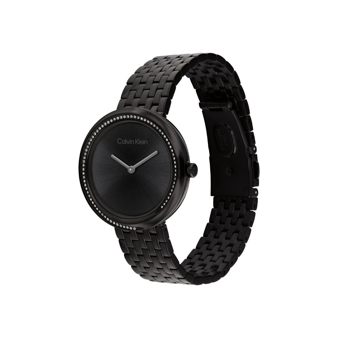 Calvin Klein TWISTED BEZEL 34 mm Black Dial Women Analog Watch 25100039