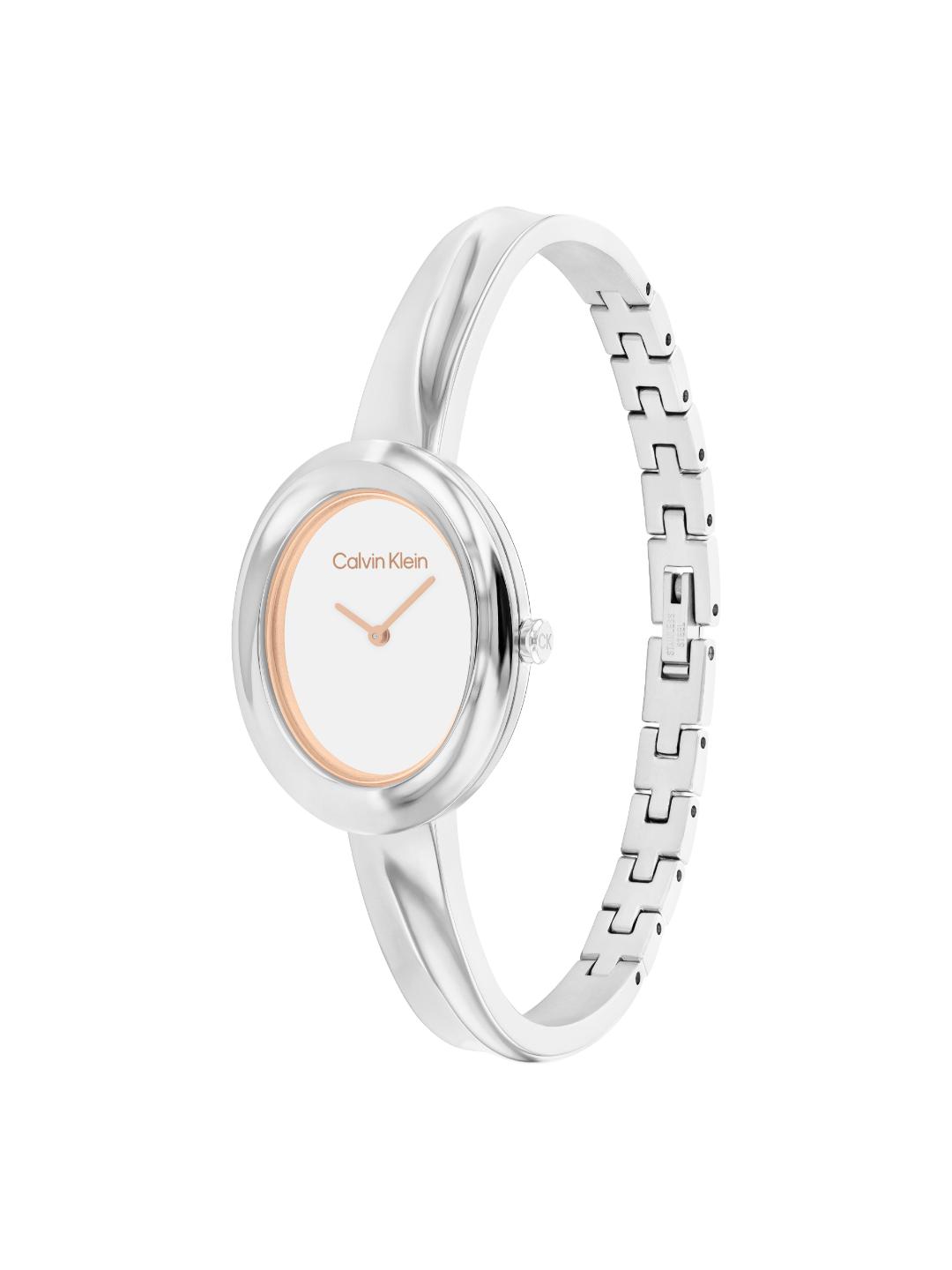 Calvin Klein Twisted Bezel White 24 mm Dial Women Analog Watch 25100055