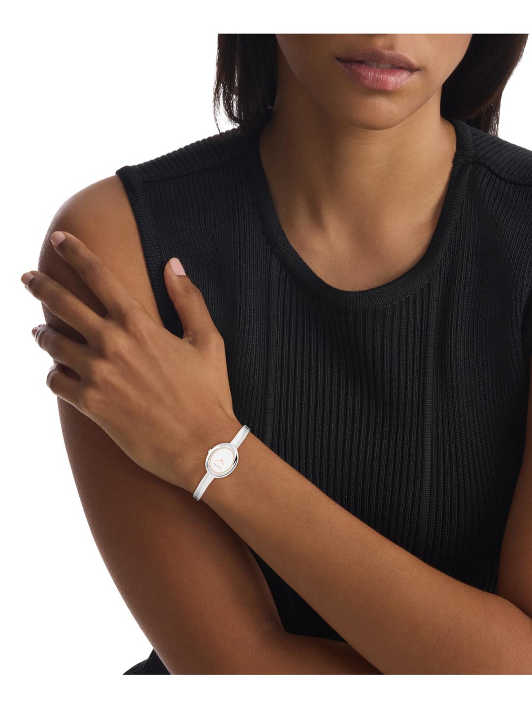 Calvin Klein Twisted Bezel White 24 mm Dial Women Analog Watch 25100055