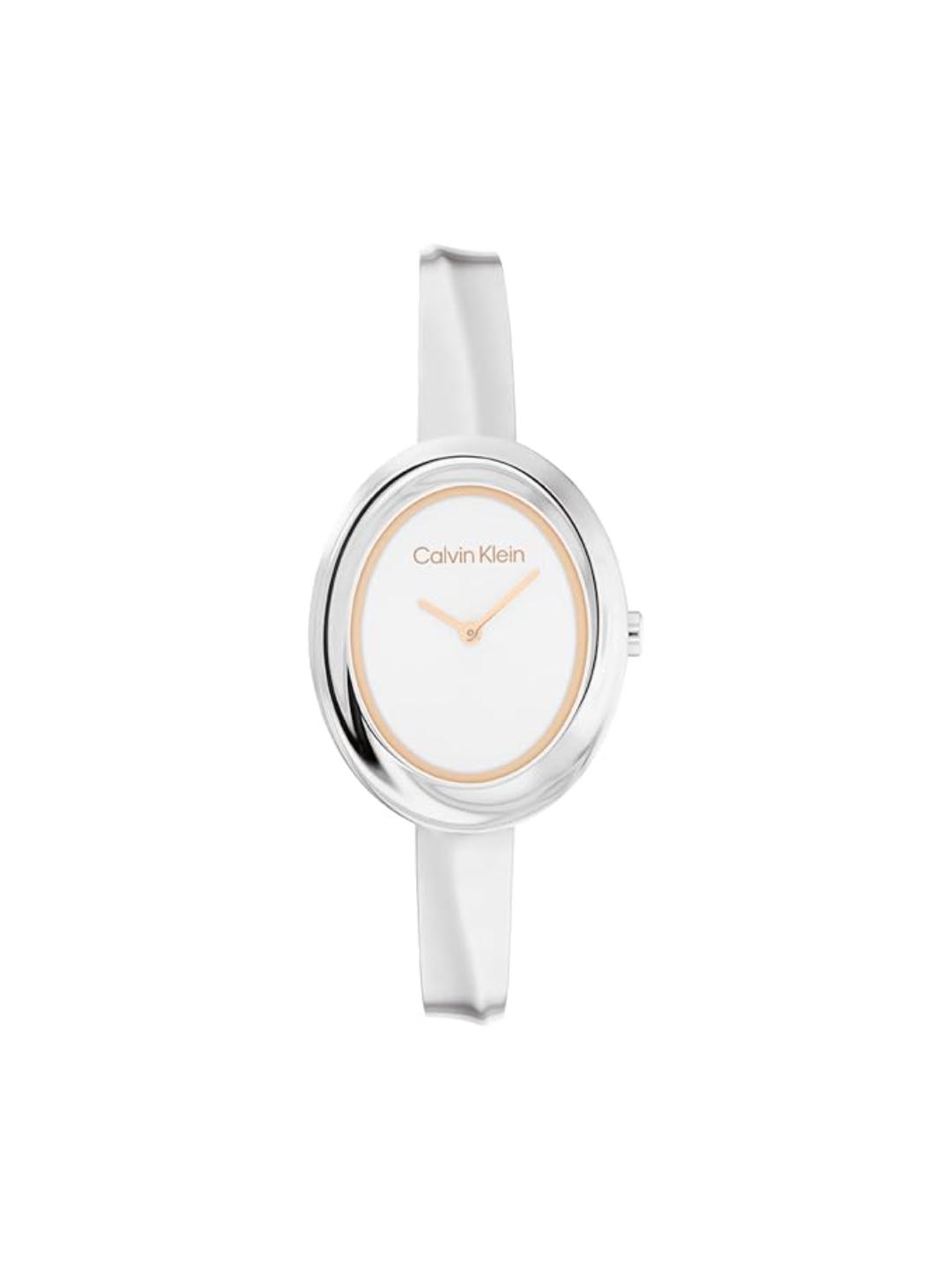 Calvin Klein Twisted Bezel White 24 mm Dial Women Analog Watch 25100055