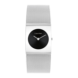 Smartwatch with a silver chain strap on a white background