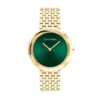 Calvin Klein TWISTED BEZEL 34 mm Green Dial Women Watch-  25100066