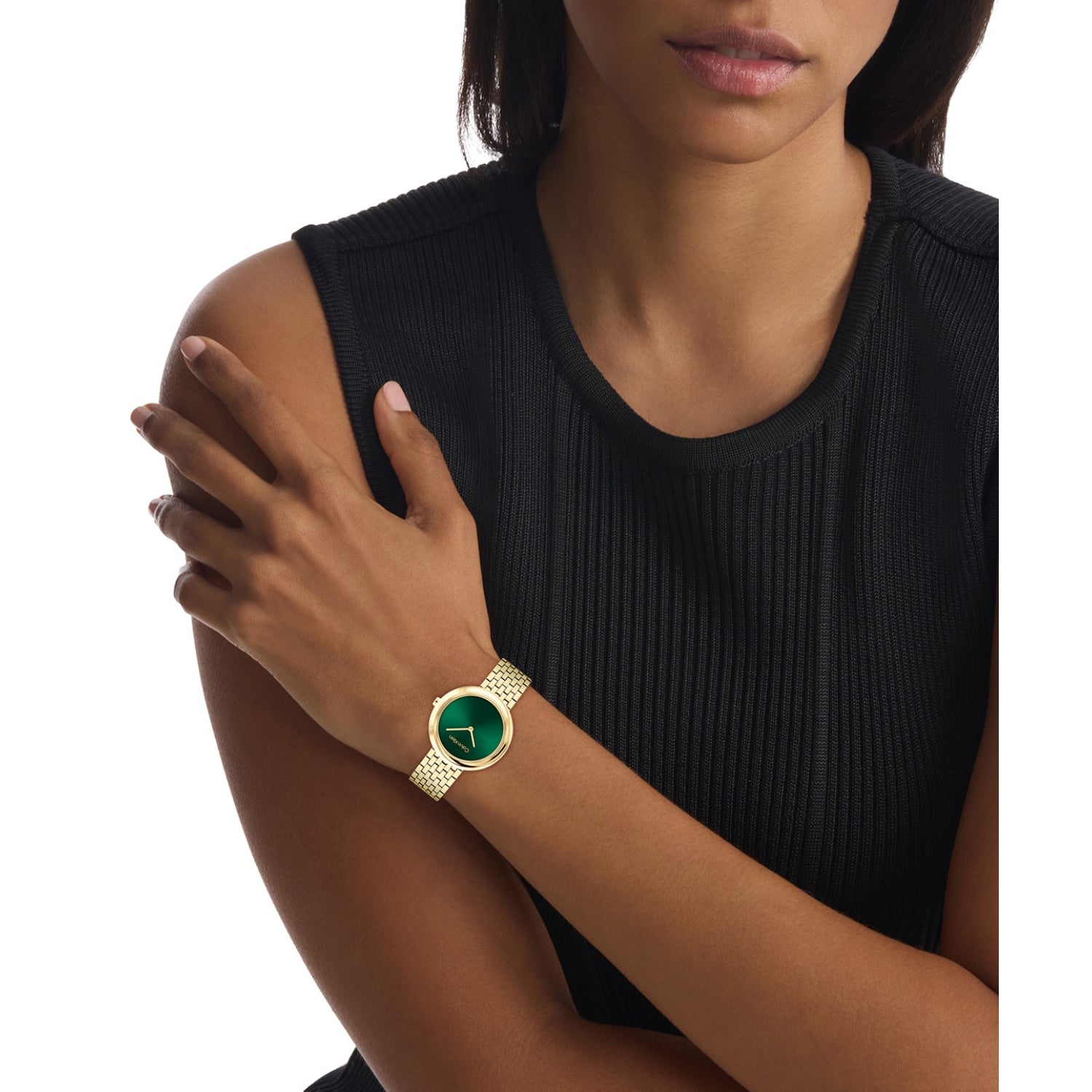 Calvin Klein TWISTED BEZEL 34 mm Green Dial Women Watch 25100066