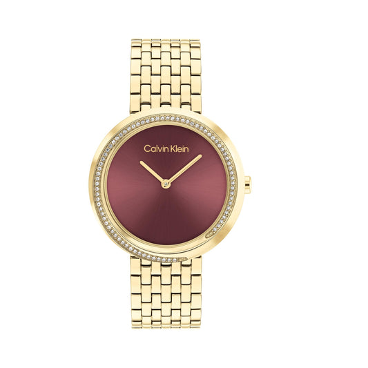 Calvin Klein TWISTED BEZEL 34 mm Brown Dial Women Watch-  25100069