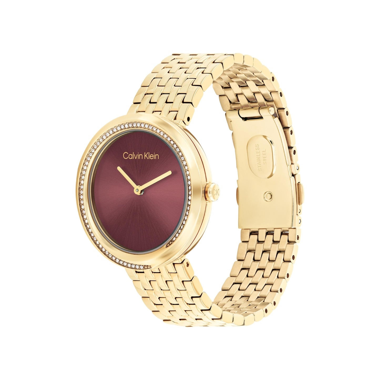 Calvin Klein TWISTED BEZEL 34 mm Brown Dial Women Watch-  25100069