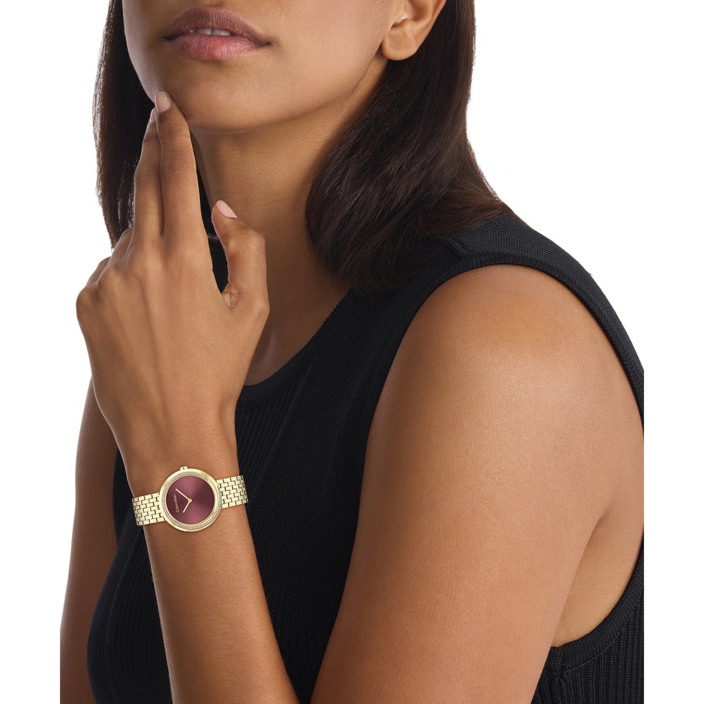 Calvin Klein TWISTED BEZEL 34 mm Brown Dial Women Watch-  25100069