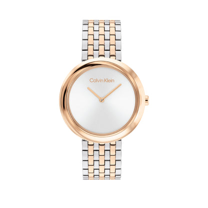 Calvin Klein TWISTED BEZEL 34 mm White Dial Women Watch-  25100070
