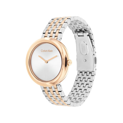 Calvin Klein TWISTED BEZEL 34 mm White Dial Women Watch-  25100070