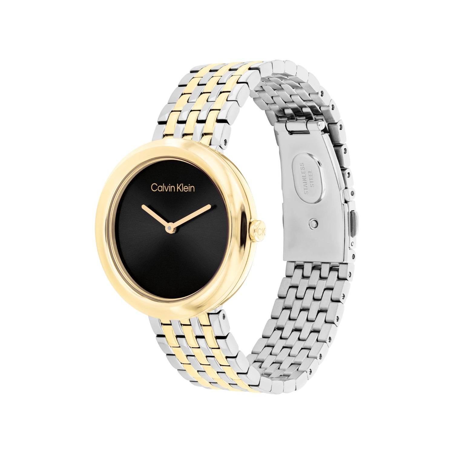 Calvin Klein TWISTED BEZEL 34 mm Black Dial Women Watch 25100071