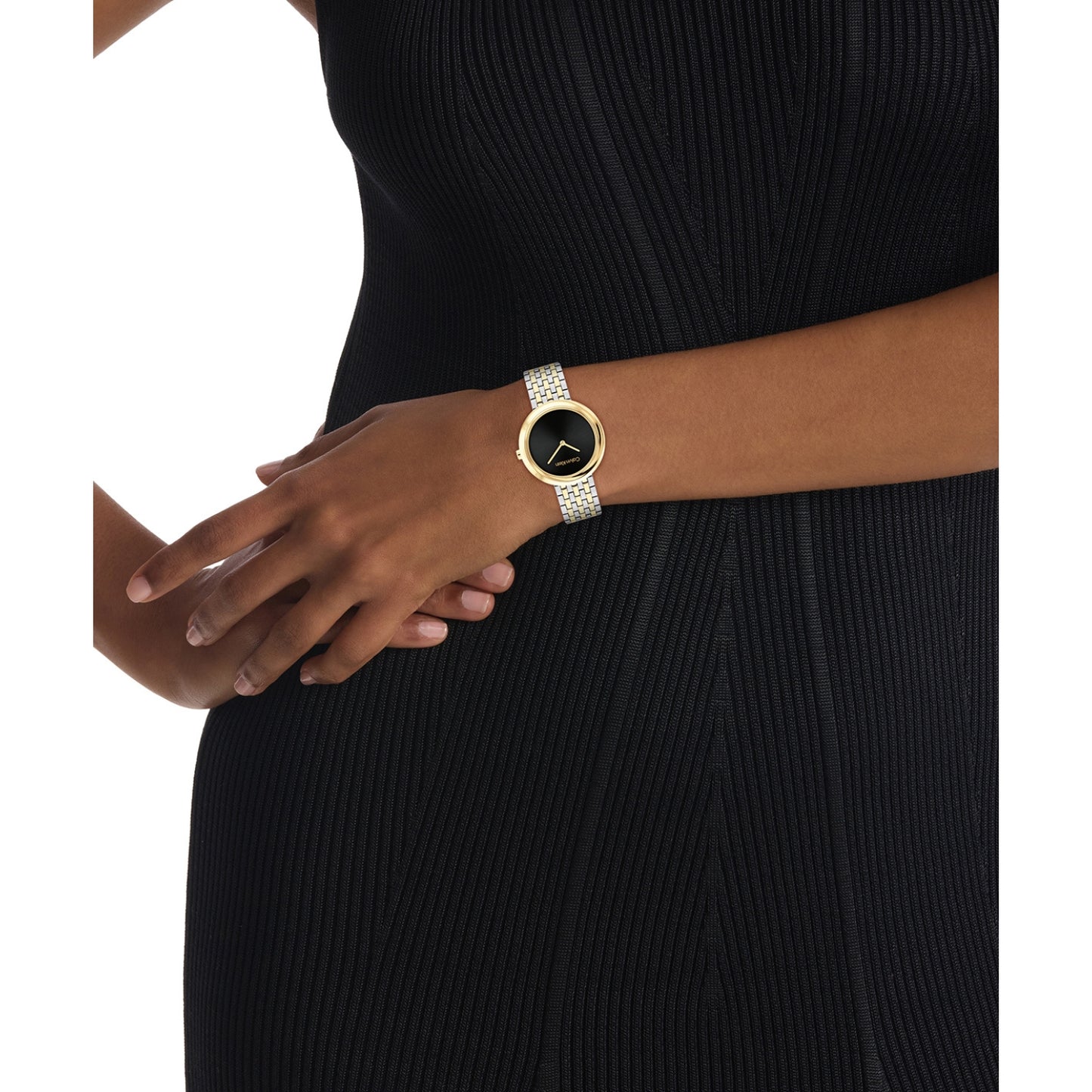 Calvin Klein TWISTED BEZEL 34 mm Black Dial Women Watch 25100071