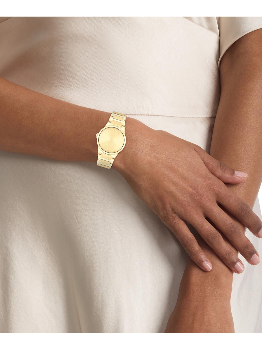 Calvin Klein Linear Elegance Gold 32 mm Dial Women Analog Watch 25100077