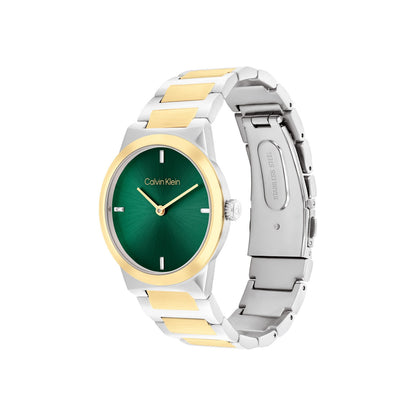 Calvin Klein CK LINEAR ELEGANCE 32 mm Green Dial Women Watch-  25100087