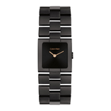 Black Calvin Klein watch with a square face on a white background