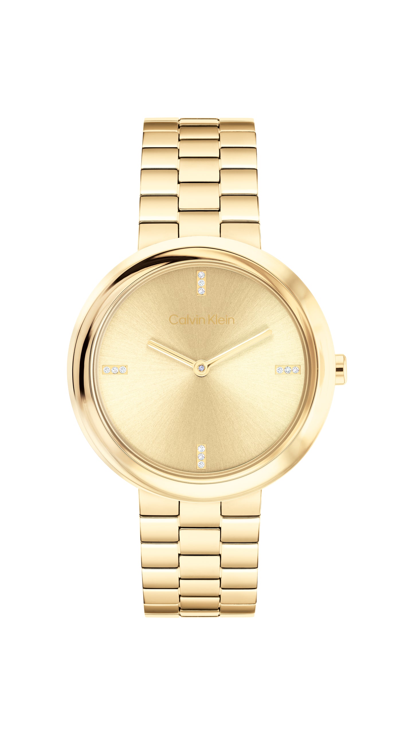 Calvin Klein TWISTED BEZEL 34 mm Gold Dial Women Watch- 25100094