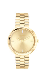 Calvin Klein TWISTED BEZEL 34 mm Gold Dial Women Watch 25100094