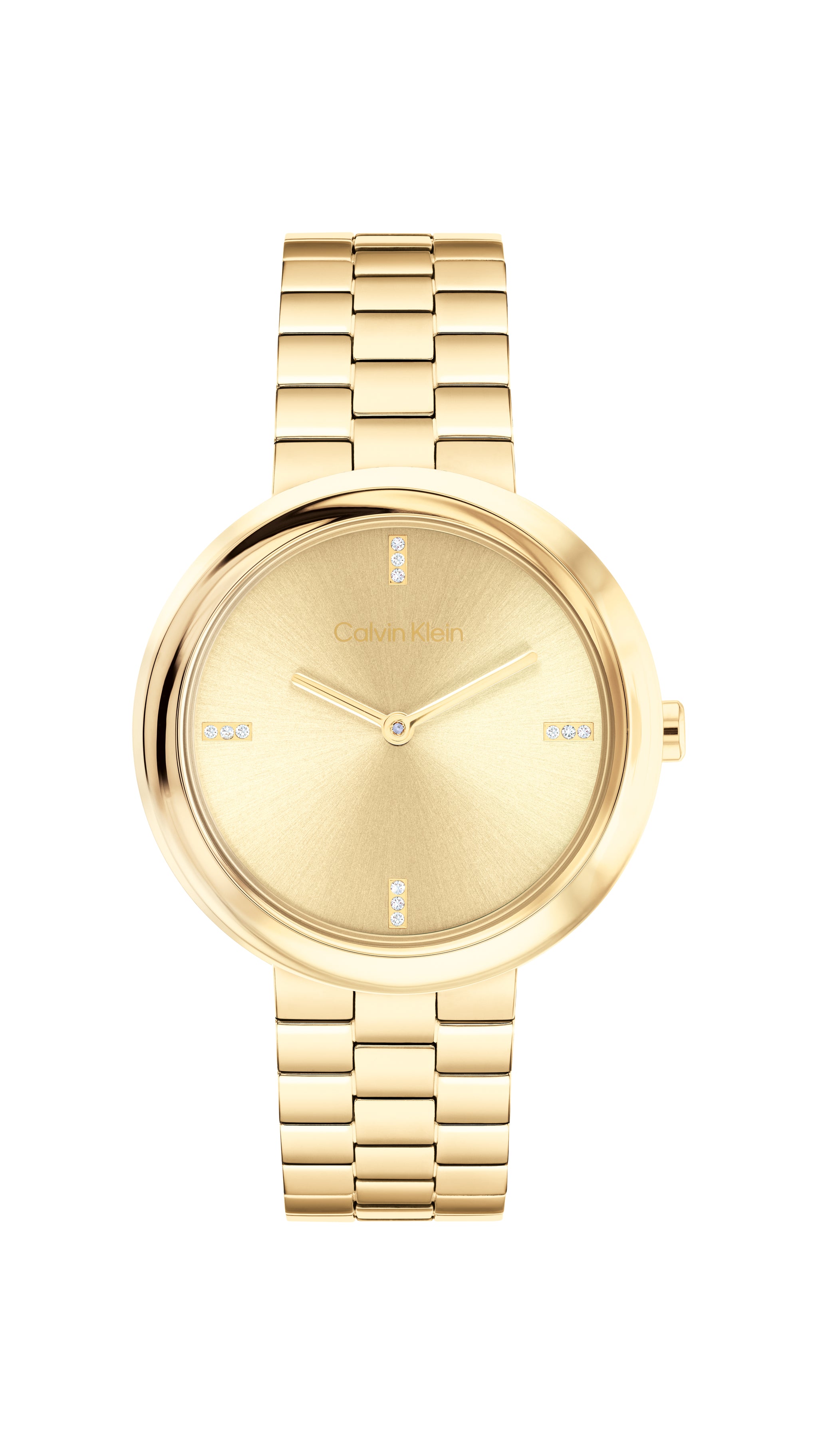 Calvin Klein TWISTED BEZEL 34 mm Gold Dial Women Watch 25100094