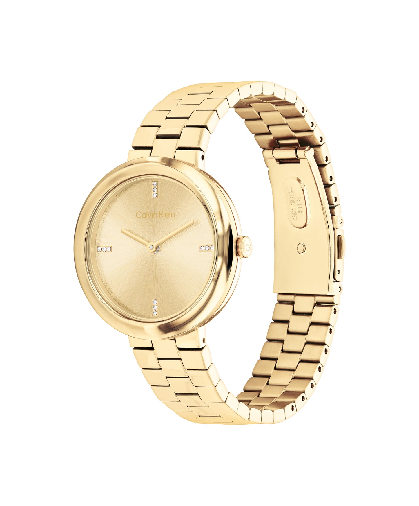 Calvin Klein TWISTED BEZEL 34 mm Gold Dial Women Watch- 25100094