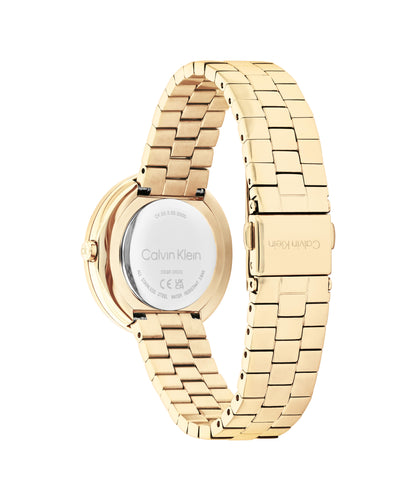 Calvin Klein TWISTED BEZEL 34 mm Gold Dial Women Watch- 25100094
