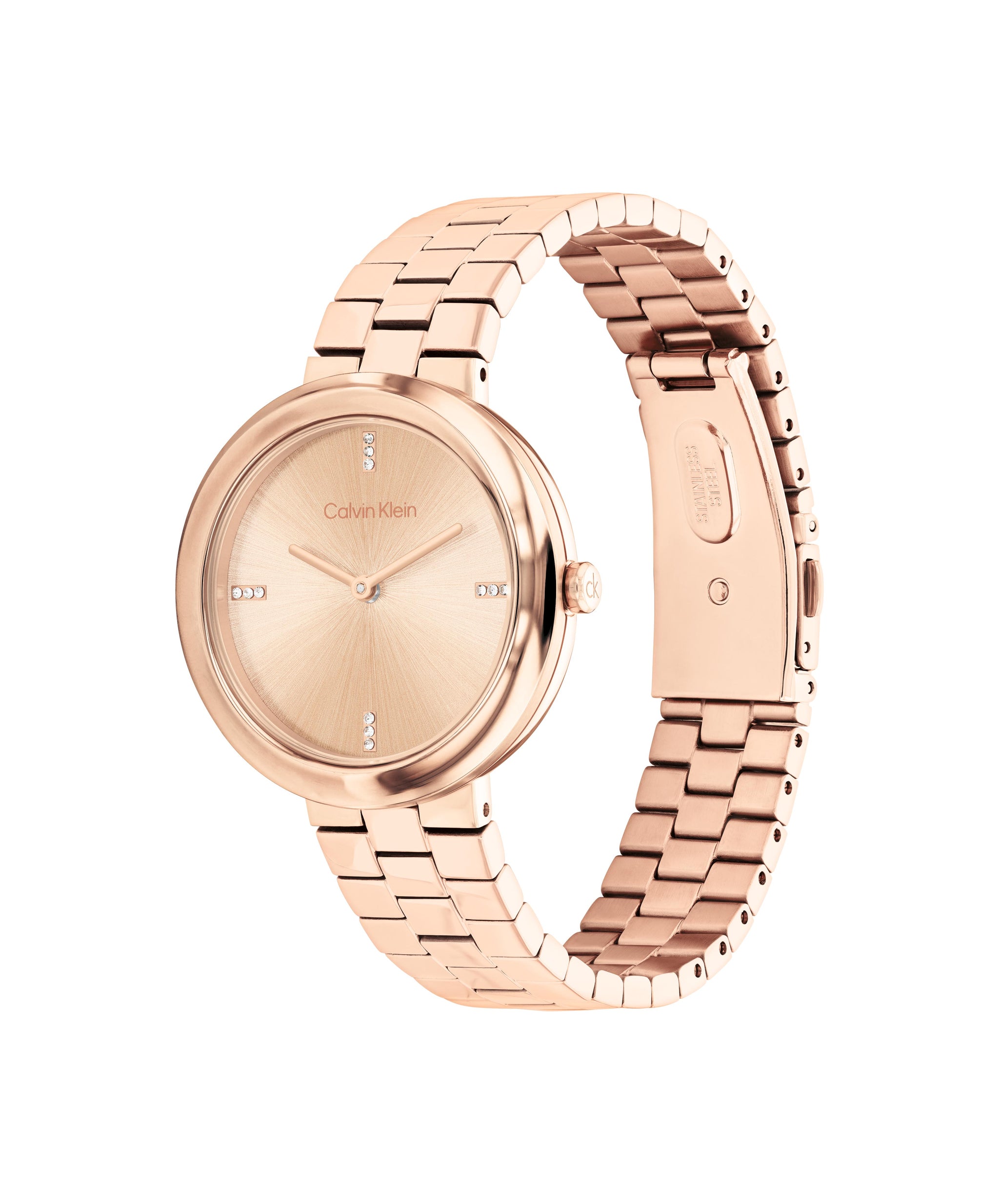 Calvin Klein TWISTED BEZEL 34 mm Gold Dial Women Watch 25100095