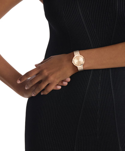 Calvin Klein TWISTED BEZEL 34 mm Gold Dial Women Watch- 25100095