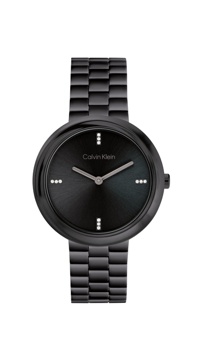 Calvin Klein TWISTED BEZEL 34 mm Black Dial Women Watch- 25100096