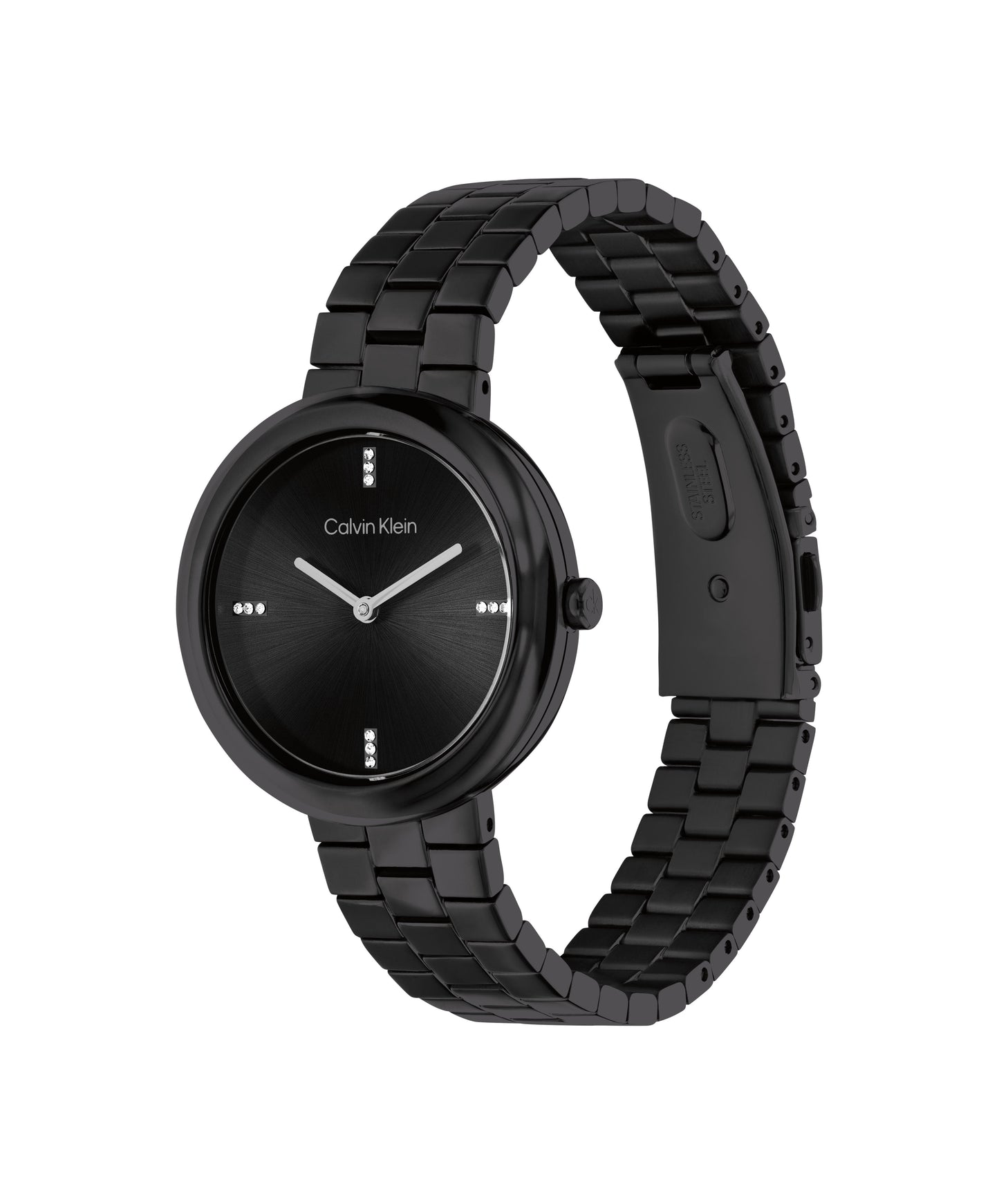 Calvin Klein TWISTED BEZEL 34 mm Black Dial Women Watch- 25100096