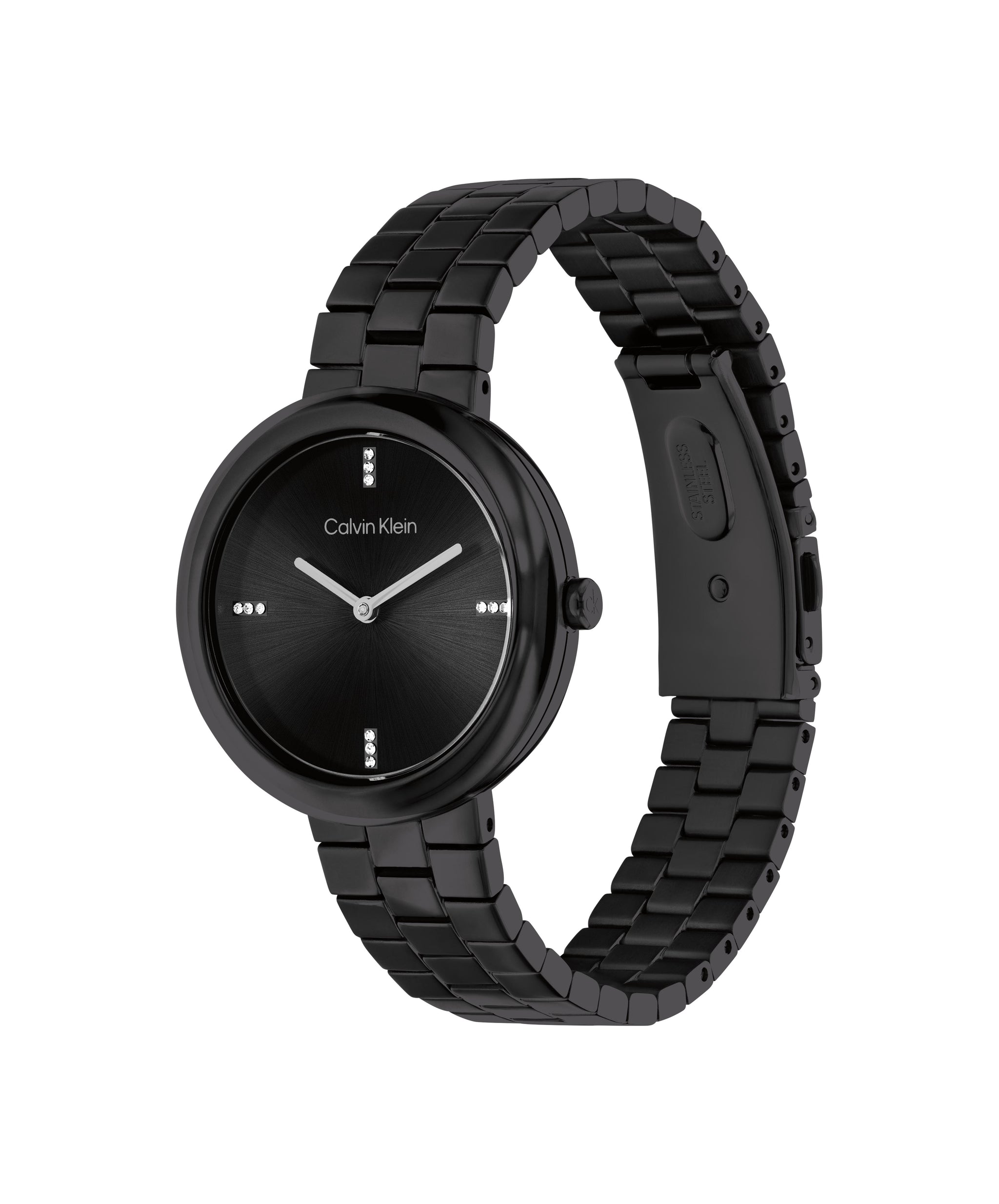 Calvin Klein TWISTED BEZEL 34 mm Black Dial Women Watch 25100096