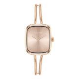 A Calvin Klein women's watch with a square rose gold case and a matching double-strand wrap bracelet, shown against a plain white background.