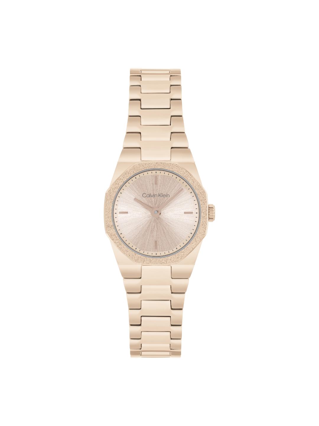 Calvin Klein Geometric Elegance Beige Gold 23 mm Dial Women Watch 25100144