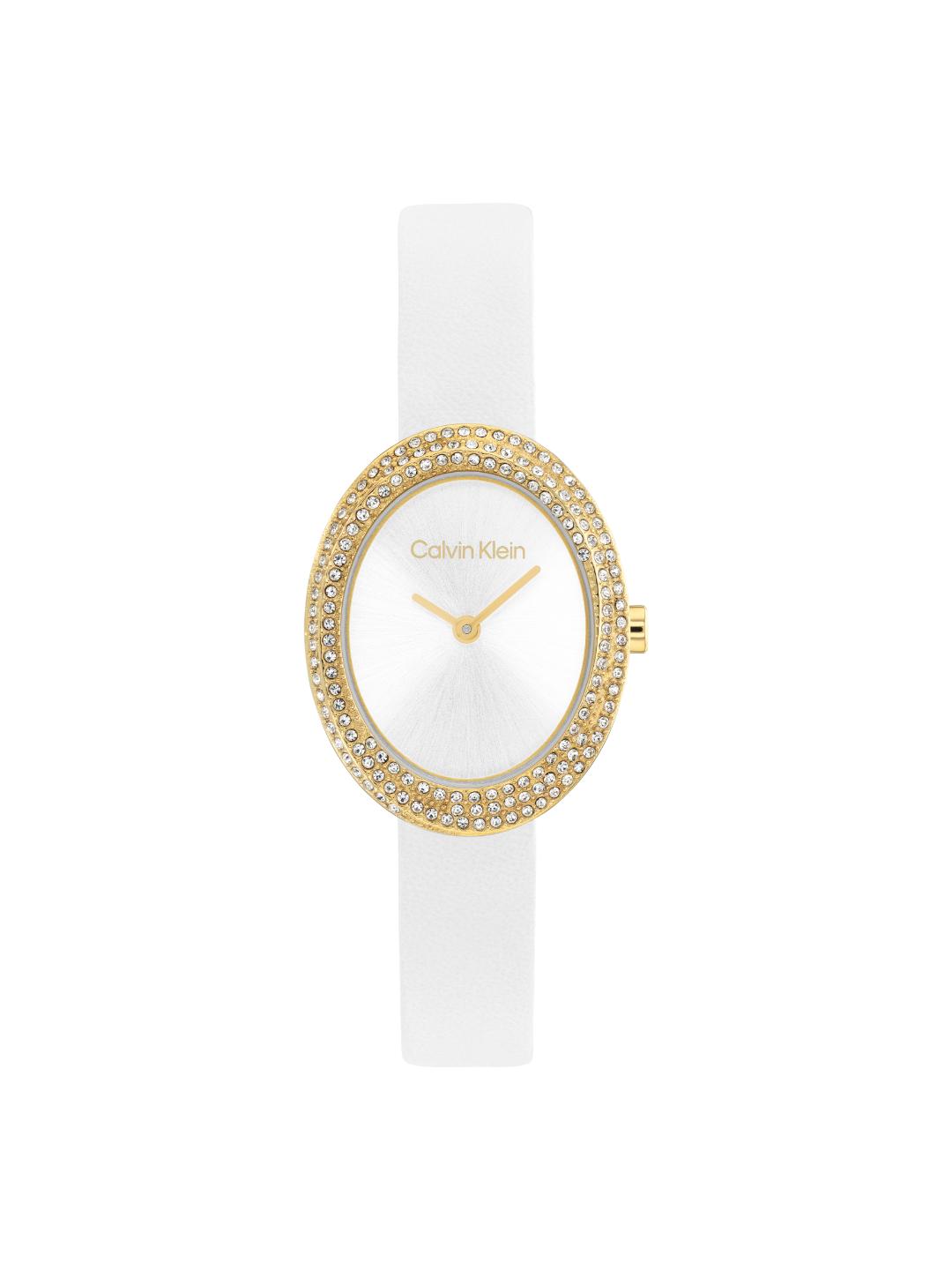 Calvin Klein Twisted Bezel White 24 mm Dial Women Analog Watch 25100146